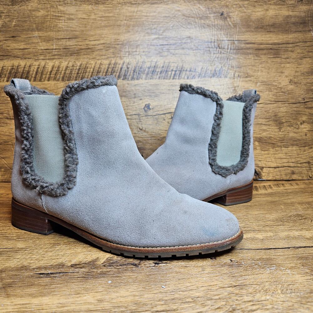Talbots Leather Shearling Trim Chelsea slip on ankle bootie sz 9